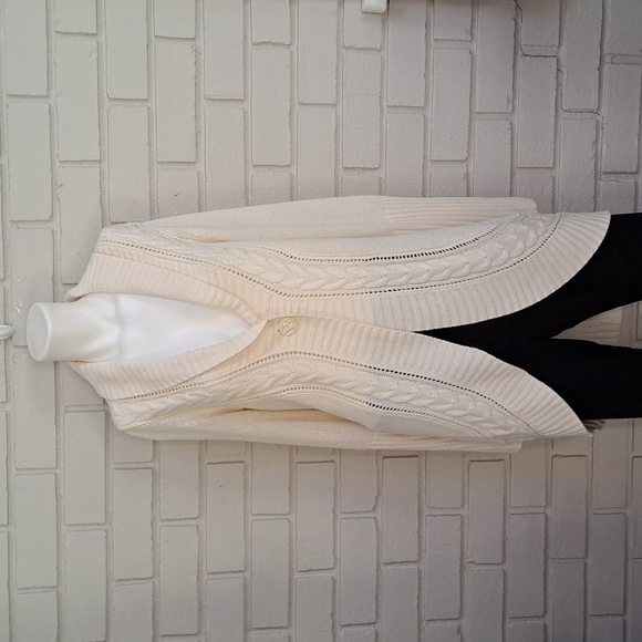 Motto  Cable Knit 1 Button Collared Ivory Sweater Cardigan. Size Medium NWOT - Picture 1 of 9